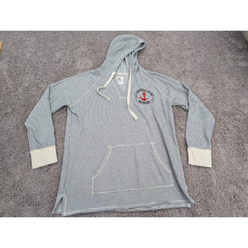 Artforms Hoodie Mens Extra‎ Large Pullover Striped Gray Mackinac Island Logo